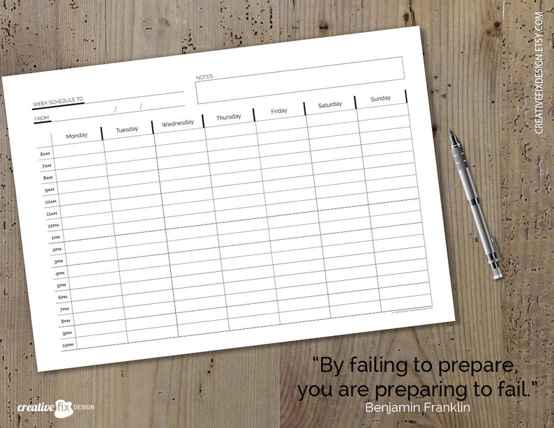 Weekly Planner Printable. Weekly Schedule 6am 10pm. Hourly | Etsy