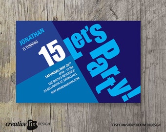 Lets Party Birthday Invitation. Minimalist invite Genre Neutral Modern invite Dance Party Graduation Housewarming invite Teen party invite