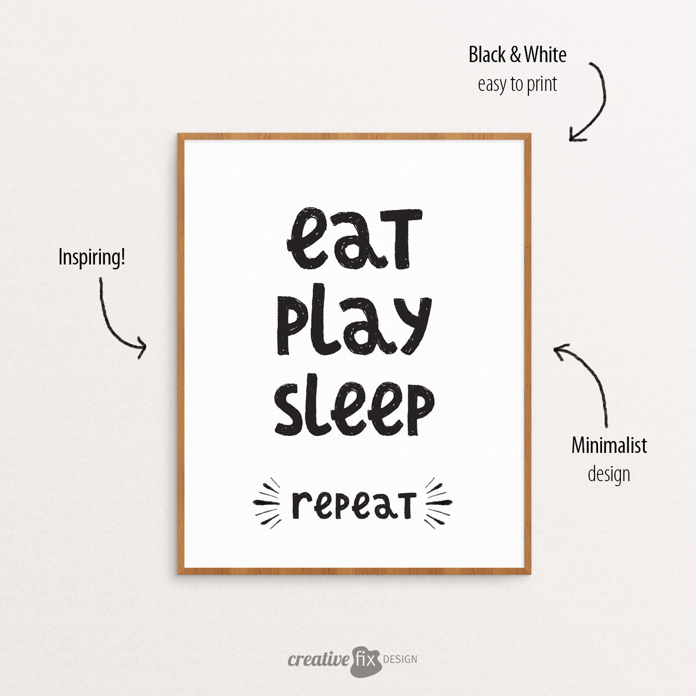 Eat Play Sleep Repeat Printable Nursery Art. Inspirational Etsy