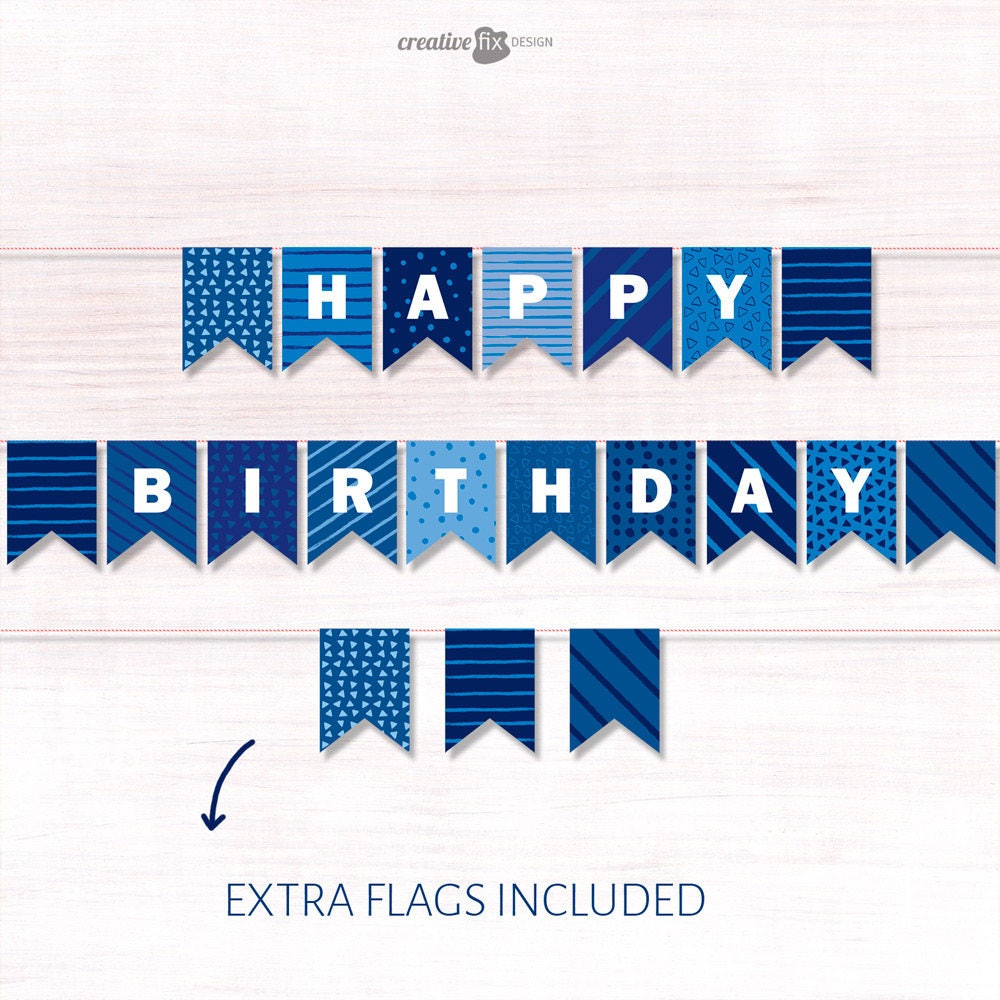 Buy Happy Birthday Banner. BLUE PRINTABLE Banner. BLUE Happy Birthday Diy  Decor Blue Bunting Flags Birthday Wall Decor Party Banner Paper Banner  Online in India - Etsy, image size:1000x1000