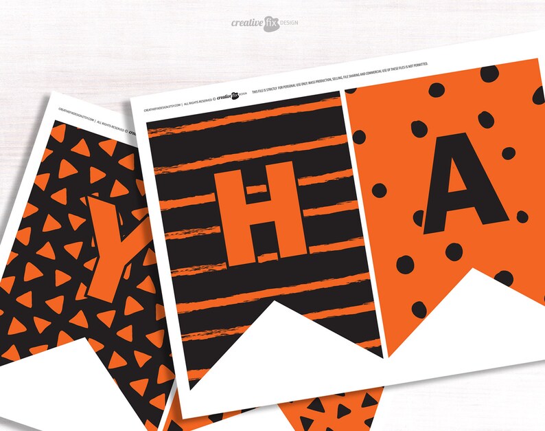 Happy Birthday Orange &amp; Black Banner. PRINTABLE Orange Black - Etsy