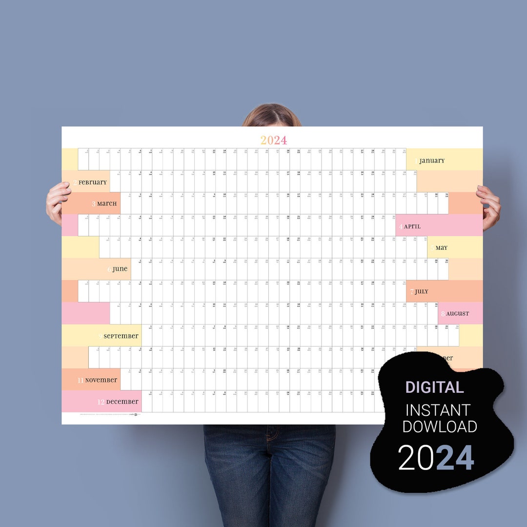 2024 Wall Planner. PRINTABLE Calendar 2024. Large Calendar. Etsy