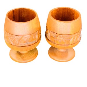 Wooden Tumbler Scottish Goblet Hand Carved Goblet Lathe Turned Cup 6 Oz Goblet Wooden Wine Glass Rustic Drinkware Wooden Chalice Set Wooden
