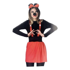 Mouse Adult Costume Rubies Costumes 1 Sz Red Black Nose Ears Bow Skirt Suspender