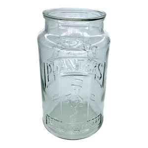 Planters Peanuts Jar Embossed 1981 Clear 75th Anniversary Mr. Peanut No Lid VTG
