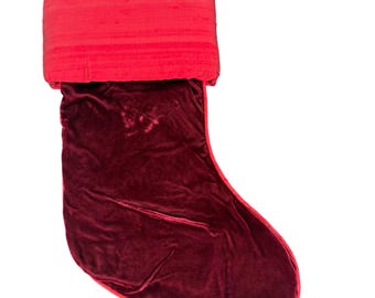 Plush Red Velvet Christmas Stocking Large Hanging Boot Luxury Holiday Decor Mantel Stocking Red Velvet Christmas Decor