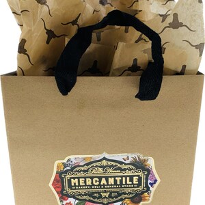 Sac cadeau femme pionnière en papier de soie marron pour bovins avec poignées mercantiles