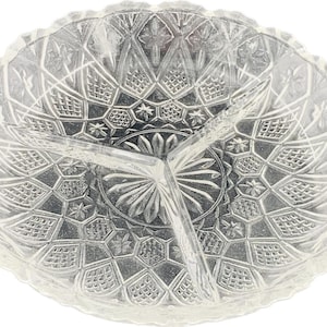 Jewelite Divided Relish Dish Plate Clear Tray By Gibson Design Vintage Burst