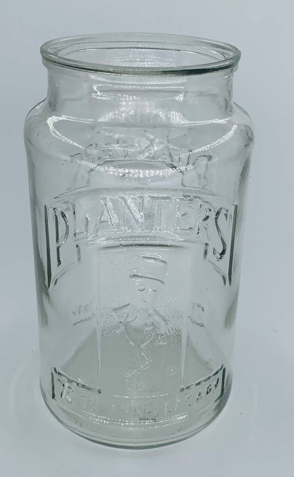 Vintage Planters Peanuts Glass Jar 1981 Clear 75th Anniversary Mr