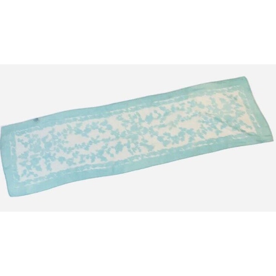 Womens Head Scarf Vintage Rectangle Aqua Blue 42 x