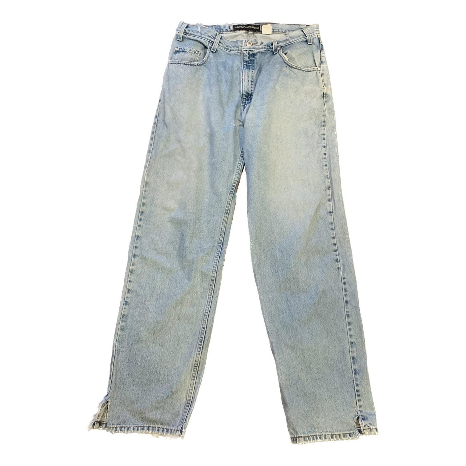 Vintage Levis Silvertab Jeans Mens W36 L34 Straight Relaxed Destroyed Light Wash