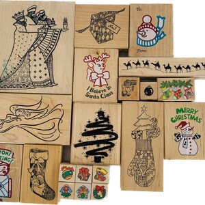 Stempel Lot Of 20 Weihnachten Schneemann Baum Wisemen Strumpf Engel Rentier