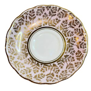 Colclough Bone China Tea Saucer Pink Gold Leaves Trim Crafted in England 1616