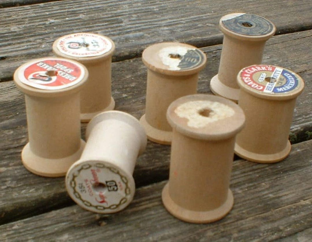 Seven Vintage Large Wooden Spools - Etsy