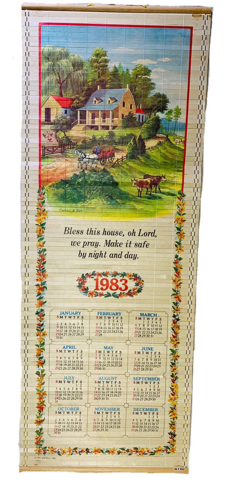 Vintage 1983 Bamboo Currier & Ives Scene Calendar 12.5 X 33 Single Sided -  Etsy