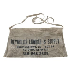 Canvas Nail Apron Vintage Reynold's Lumber Altoona Kansas 2 Pockets Imperfect