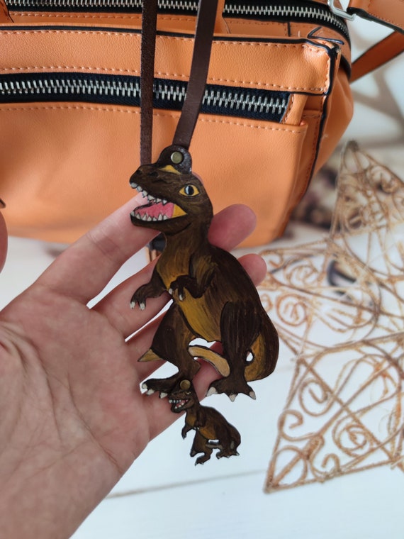 Coach, Bags, Coach Rexy Floral Leather Ornament Keychain Fob Bag Charm  Dinosaur