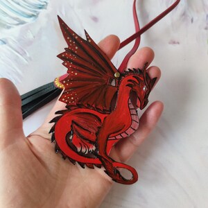 Christmas Gift Dragon Leather Bag Charm, Mythic Animal Purse Charm ...