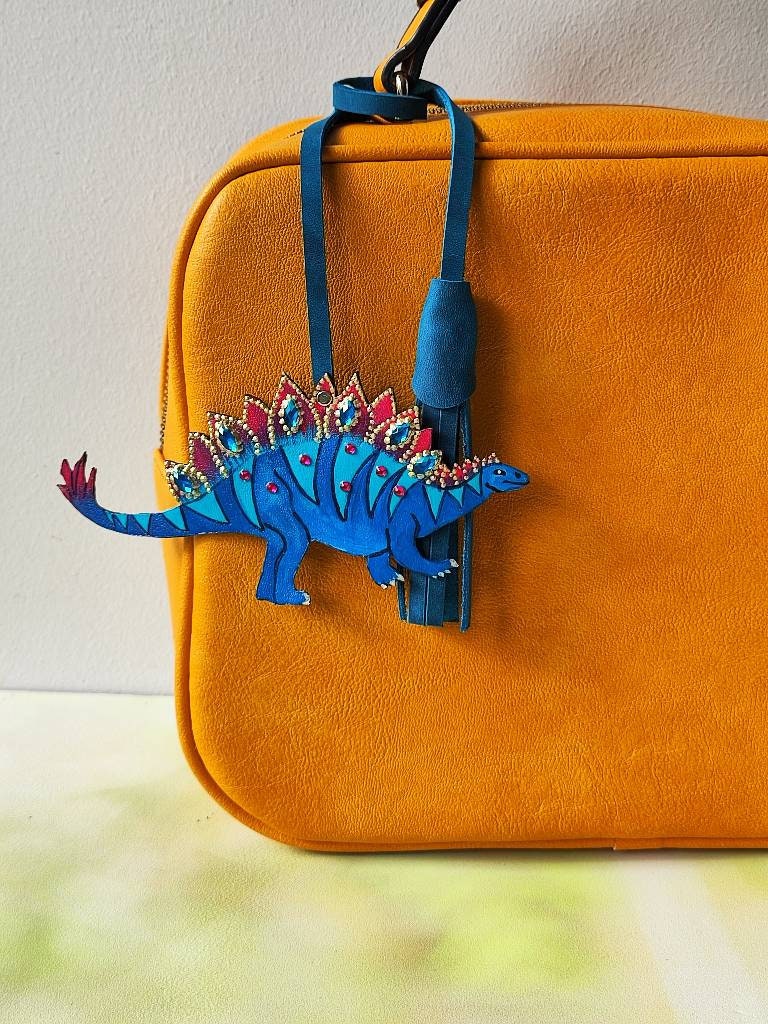 Dinosaur Leather Bag Charm Stegosaurus Purse Charm Handmade -  UK in  2023