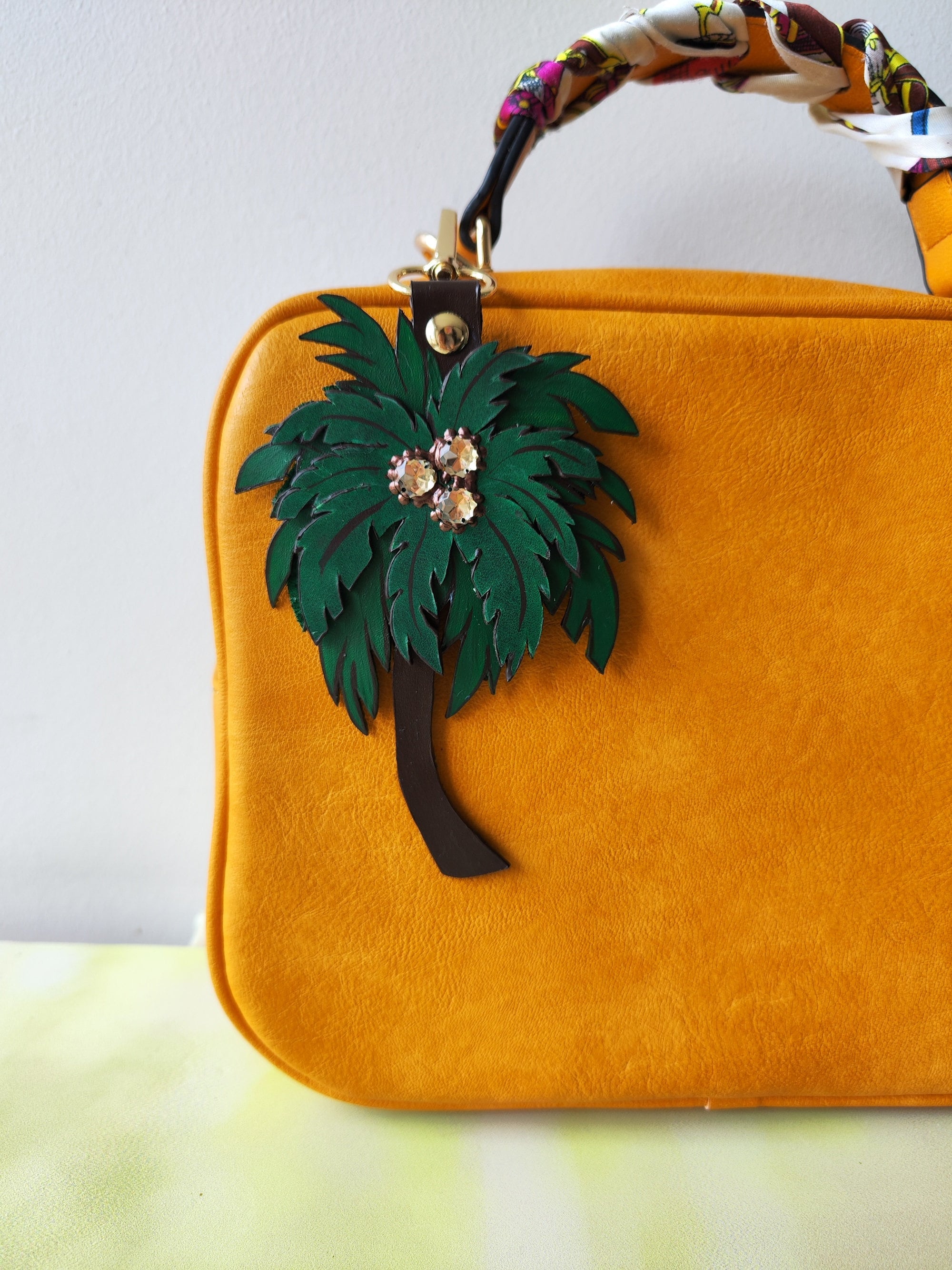 Handmade Leather Palm Tree Bag Charm: Tropical Purse Accessory - Etsy