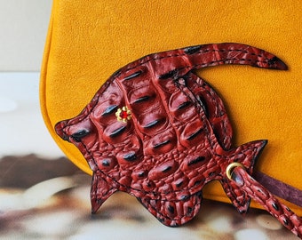 Handmade Reptile Print Leather Angelfish Bag Charm