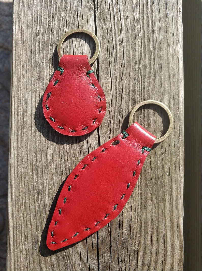 Flowers Leather Key Ring Tooled and Stamped Leather Whimsical Leather Hand Painted Leather Leather Key Fob Christmas Gift Gifts for Her Mom image 4