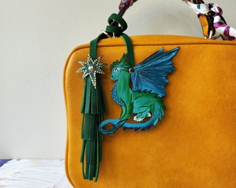 Chinese Dragon New Year Bag Charm, Unique Gift for Christmas, New Year 2024 Leather Gift, Dragon Charm for Handbags, Chinese Lunar New Year
