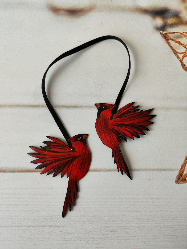 Red Cardinal Bag Charm, Leather Bag Charm Cute Red Birds, Red Cardinal Leather Handbag Charm, Bird Accessories, Bird Lover Gift, Bird Charm image 8