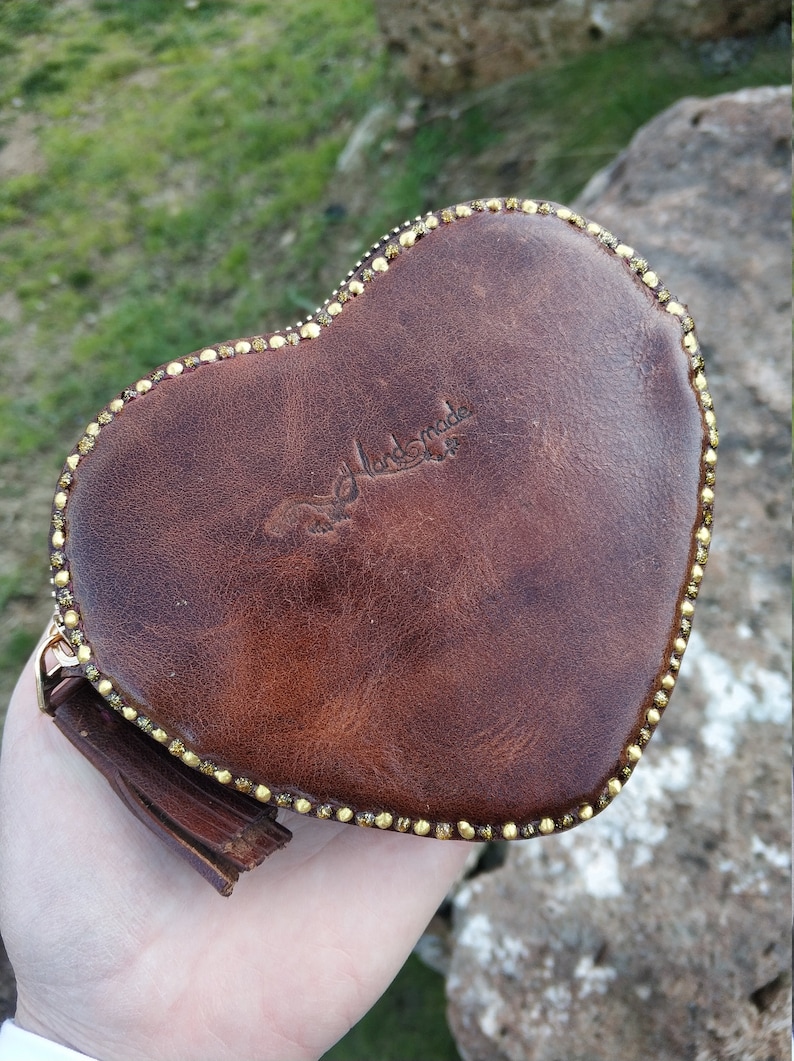 Mothers Day Gift For Her, Brown Leather Purse With Hand-Painted Red Butterfly, Coin Change Purse, Brown Leather Zip Purse With Butterflly image 6