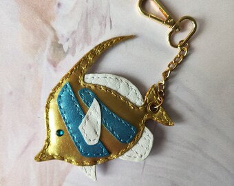 フグ 魚 アクア 海 動物 レザー キーホルダー バッグチャーム *VANCA