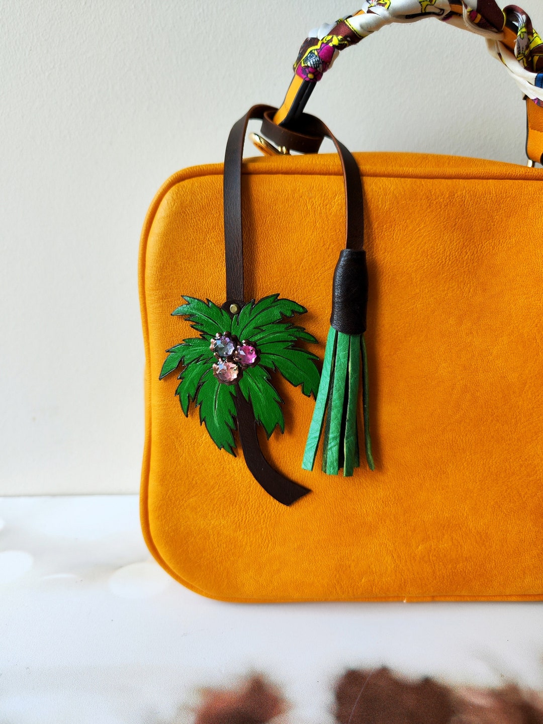 Palm Tree Bag Charm Tropical Leather Bag Charm Coconut Tree Purse Charm