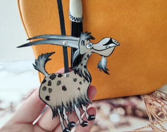 Handmade Goat Leather Bag Charm: Painted Purse Accessory