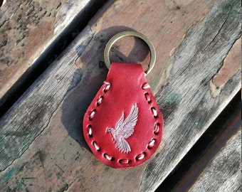 Dove Keychain Leather Bird Keychain Key Fob Bird Leather Bird Keychain Keychain pour femmes Porte-clés cadeau Cadeau pour Birthday Keyring Women