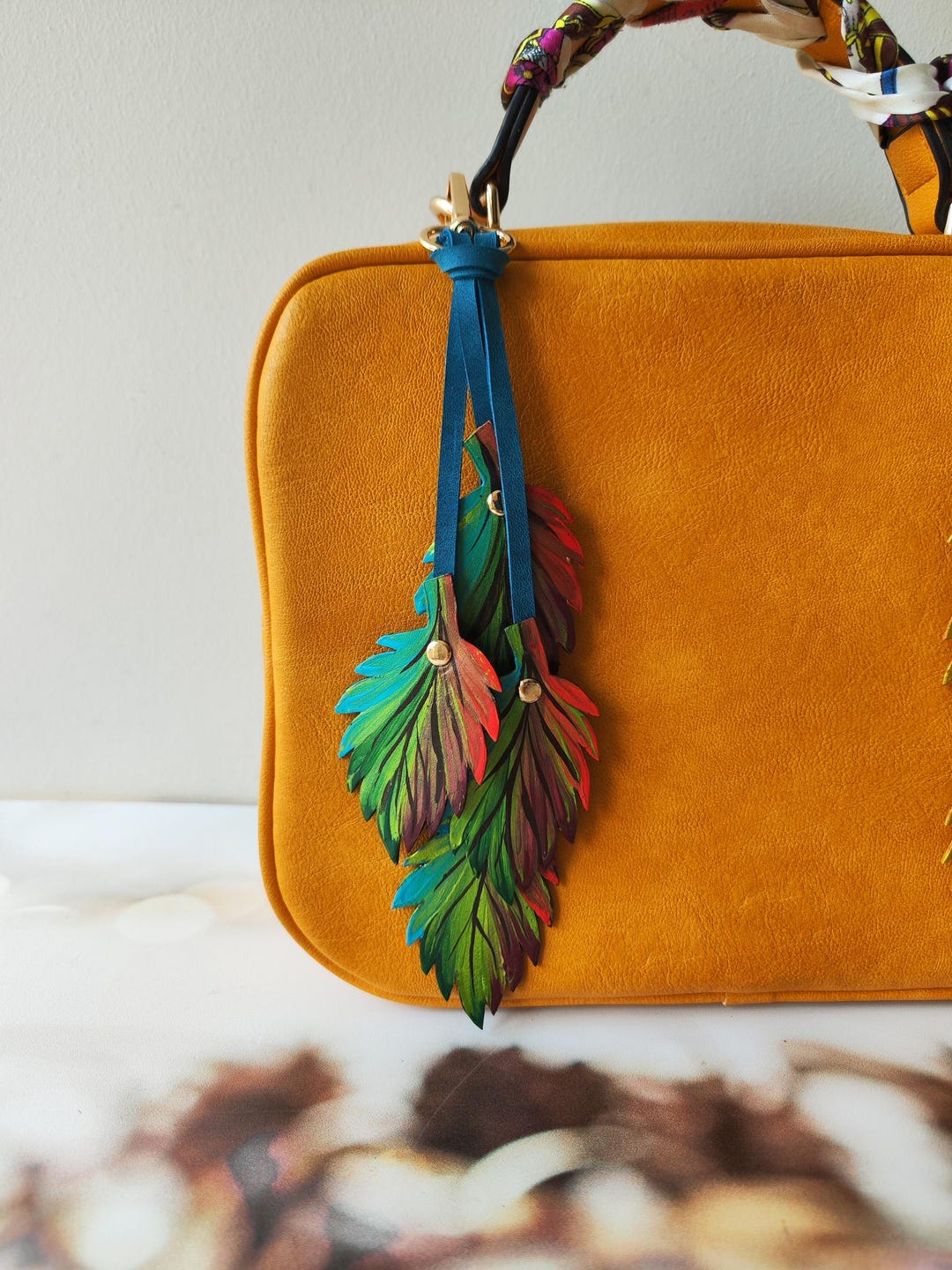 Tulip Bag Charm - Handmade Full-Grain Leather