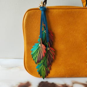 Bunte Leder Eichenblatt Geldbörse Charme, Krawatte auf Charme, echtes Leder Herbst Blätter Charme, Blatt Tasche Quaste, Ledertasche Zubehör für Frauen