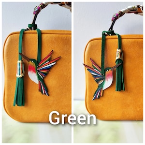 Humming Bird Bag Charm, Leather Bird Bag Charm, Handmade Mothers Day Gift, Humming Bird Lover Gift For Mum or Sister Gift for Animal Lover image 6