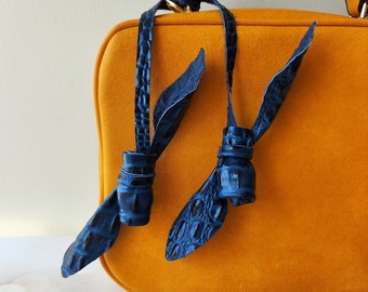 Handmade Croco Leather Roses Bag Charm: Unique Purse Charm