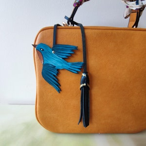 Blue Bird Bag Charm, Leather Bag Charm, Eastern Bluebird Handbag Charm,  Bird Lover Gift, Chtistmas Gift For Daughter, Unique Bird Purses