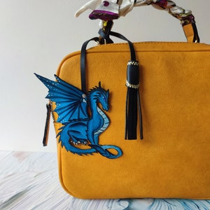 Christmas Gift Dragon Leather Bag Charm, Mythic Animal Purse Charm ...