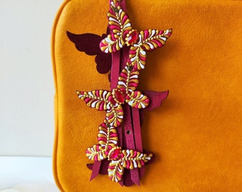 Leather Butterfly Purse Charm: Fuchsia Handbag Accessory