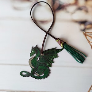 Christmas Gift Dragon Leather Bag Charm, Mythic Animal Purse Charm ...