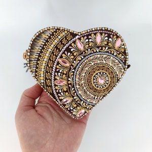 Monedero de cuero con diseño de mandala para regalo de Navidad, monedero de cuero único, regalo para ella, mujer, regalo de Navidad único pintado a mano para esposa, presente