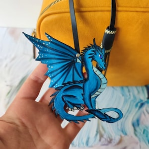 Christmas Gift Dragon Leather Bag Charm, Mythic Animal Purse Charm ...