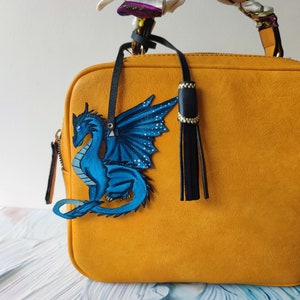 Christmas Gift Dragon Leather Bag Charm, Mythic Animal Purse Charm ...