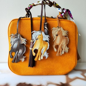 Horse Leather Bag Charm, Horse Bag Accessories, Rodeo Bag Charm, Horse Purse Charm, Handmade Leather Gift, Gift For Her Gift for Horse Lover