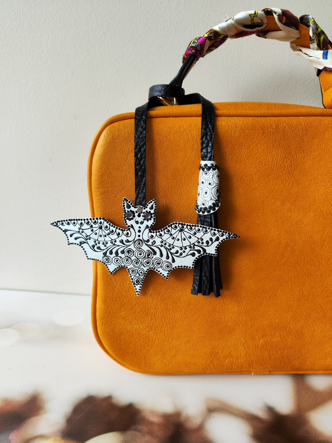 Halloween Bat Bag Charm Leather Purse Charm Leather Lace Bat Etsy