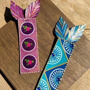 Unikat Leder Lesezeichen Handgemacht BuchZubehör Buch Tab Bibliophile Lesersocke Stocking Stuffer Geschenkideen Leder bemalte Waren