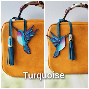 Humming Bird Bag Charm, Leather Bird Bag Charm, Handmade Mothers Day Gift, Humming Bird Lover Gift For Mum or Sister Gift for Animal Lover image 5