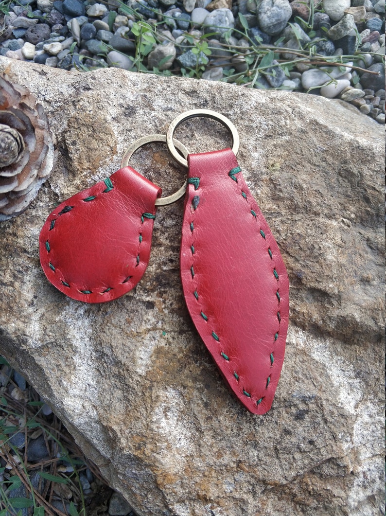 Flowers Leather Key Ring Tooled and Stamped Leather Whimsical Leather Hand Painted Leather Leather Key Fob Christmas Gift Gifts for Her Mom image 5