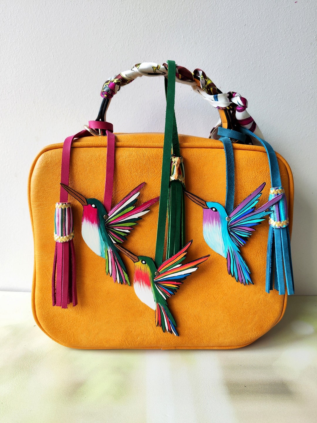 Handmade Leather Hummingbird Bag Charm: Colorful Bird Lover Gift - Etsy